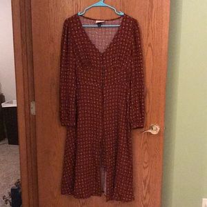 Red floral long sleeve dress